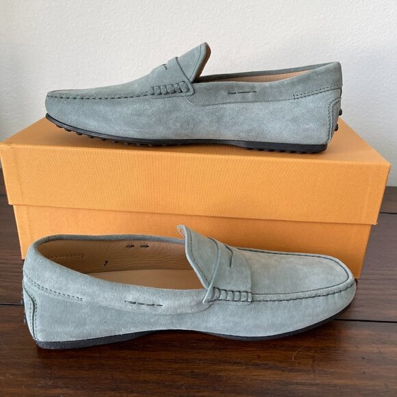 Tod's Men's Blue Suede Penny Loafer Shoes, XXM0LR00011RE0B211 - Picture 5 of 11